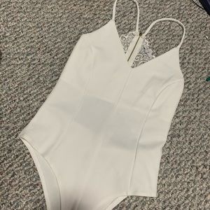 White open back lace bodysuit